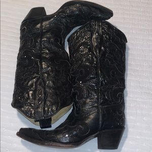 Corral Black Boots with inlay sequin detail